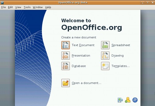 OpenOffice.org 3 Beta start center
