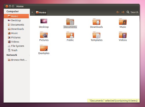 Ubuntu 11.10 Beta 2 file browser