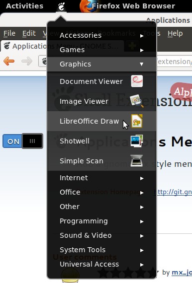 GNOME Shell Applications Menu
extension