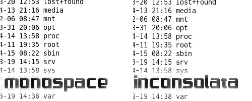 inconsolata compared to the default monospace font