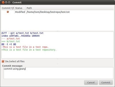 GeanyVC's commit window