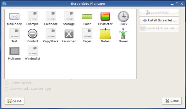 Screenlets Manager