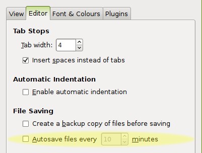 Turn off gedit backups