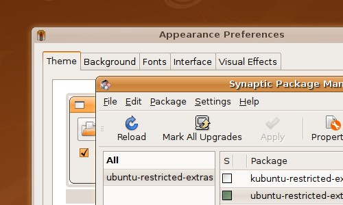 orange shadows in Ubuntu 8.04 Beta