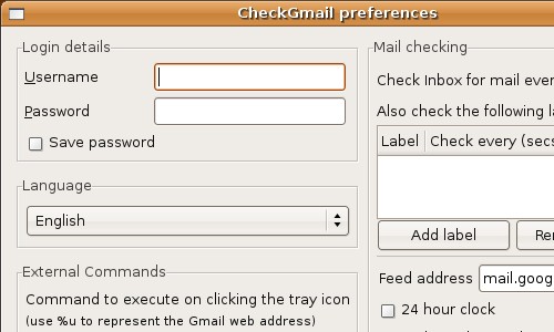 CheckGmail configuration