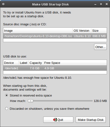 Create A Bootable USB Drive The Easy Way In Ubuntu 8.10 | Tombuntu