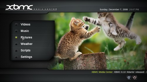 XBMC menu