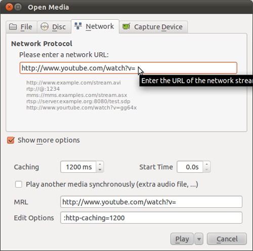 YouTube video in VLC